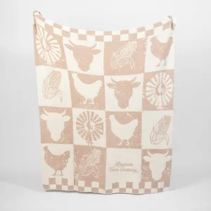 AFC Cream/White Farm Checkers Stretchy Throw Luxe Blanket