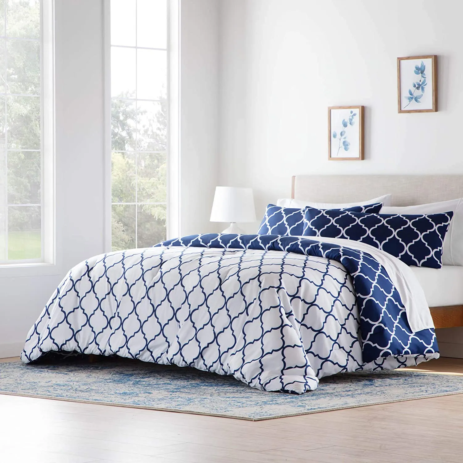 All-Season Quilted Comforter - Corner Duvet Tabs - Hypoallergenic - Plush Microfiber Fill