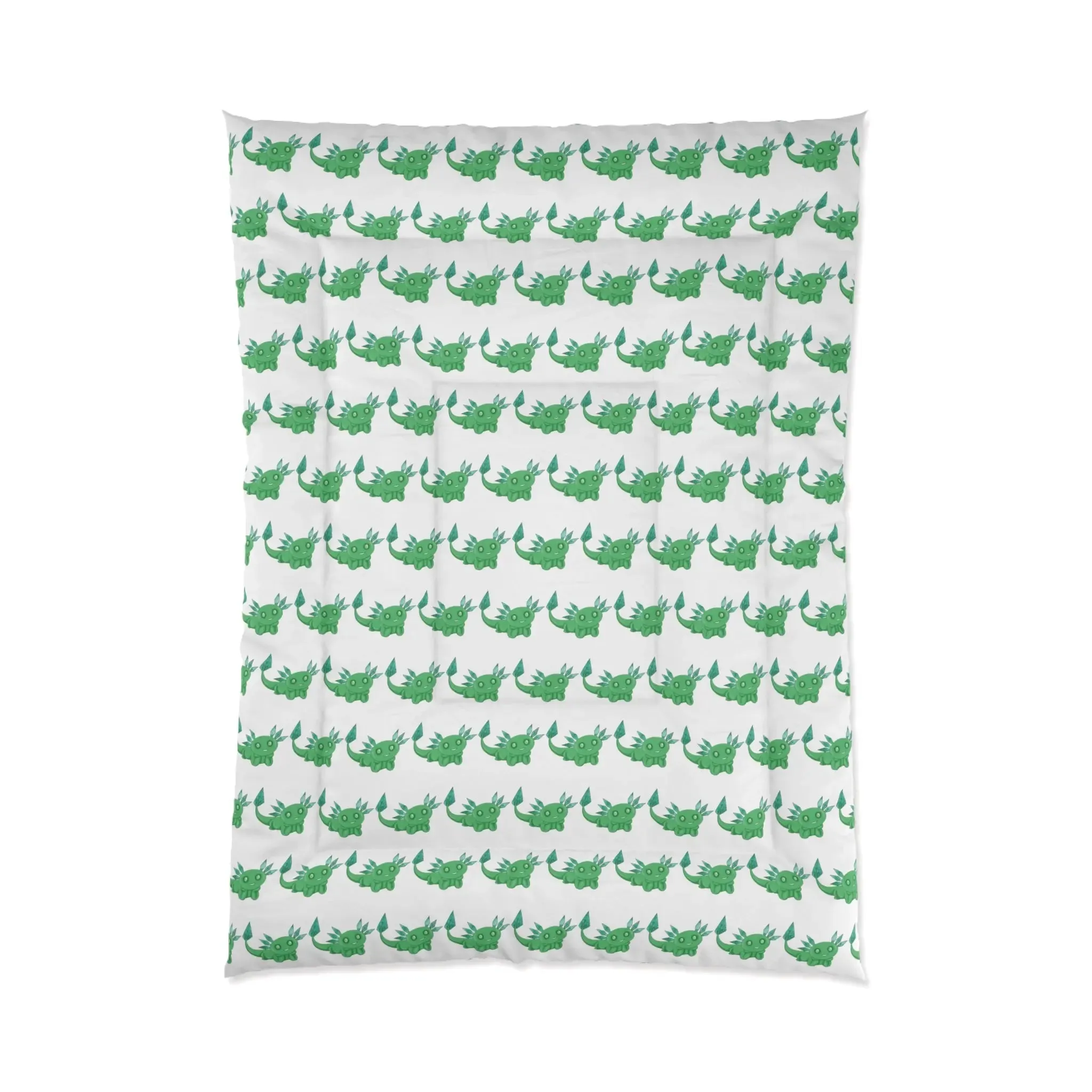 Emerald Green Axolotl Comforter | May Birthstone Design | Lightweight & Cozy