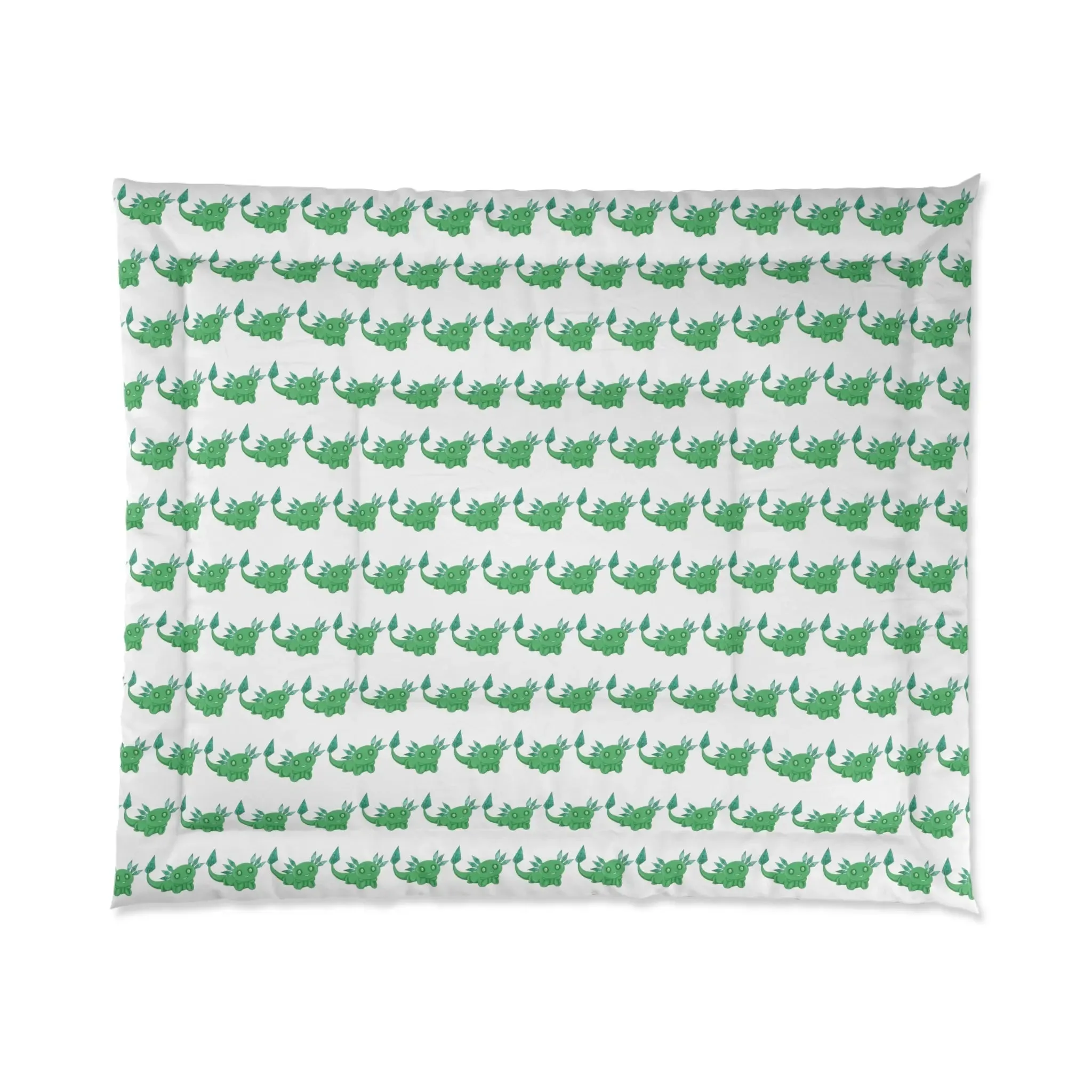 Emerald Green Axolotl Comforter | May Birthstone Design | Lightweight & Cozy