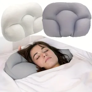 Ergonomic Cloud Pillow - Soft, Memory Foam Support for Neck & Shoulders, Egg-Shaped Design, Machine Washable - White/Gray
