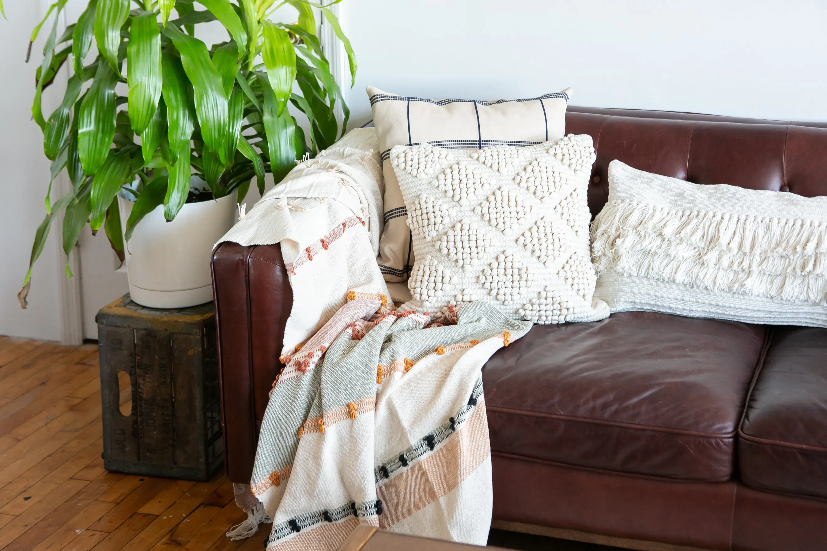 Handwoven Accent Throw in Neutrals