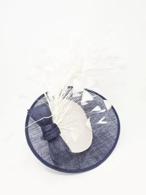 Navy & Ivory Feather Fascinator
