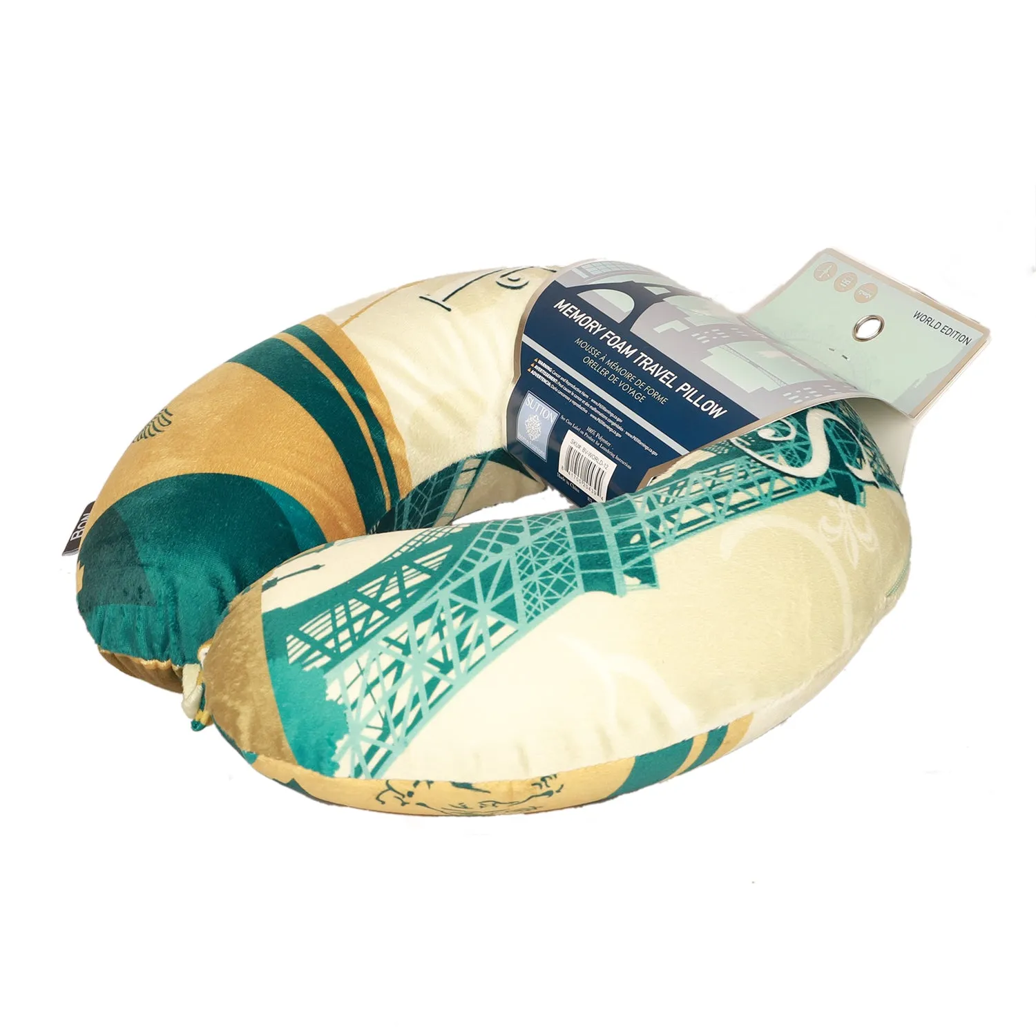 World Edition Memory Foam Travel Neck Pillow - Paris
