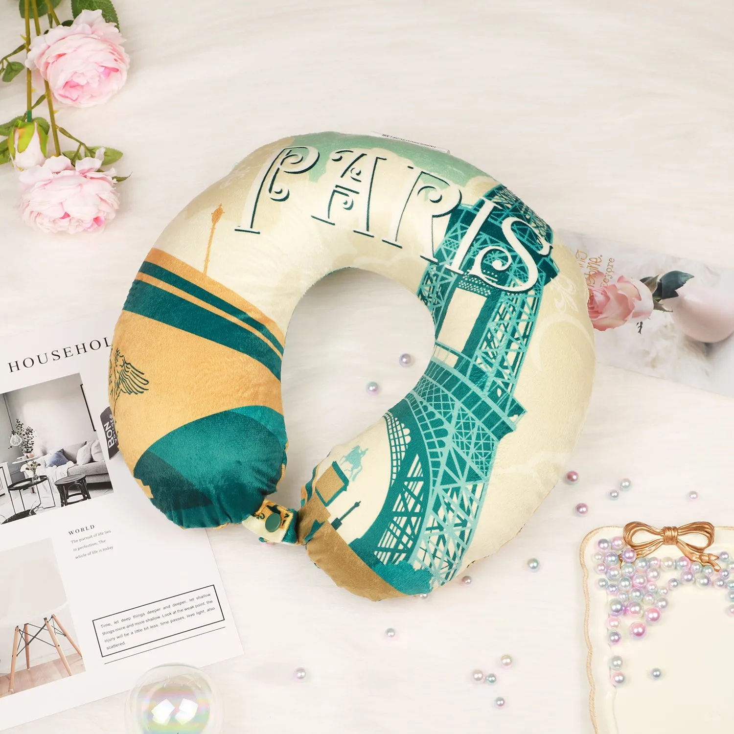 World Edition Memory Foam Travel Neck Pillow - Paris