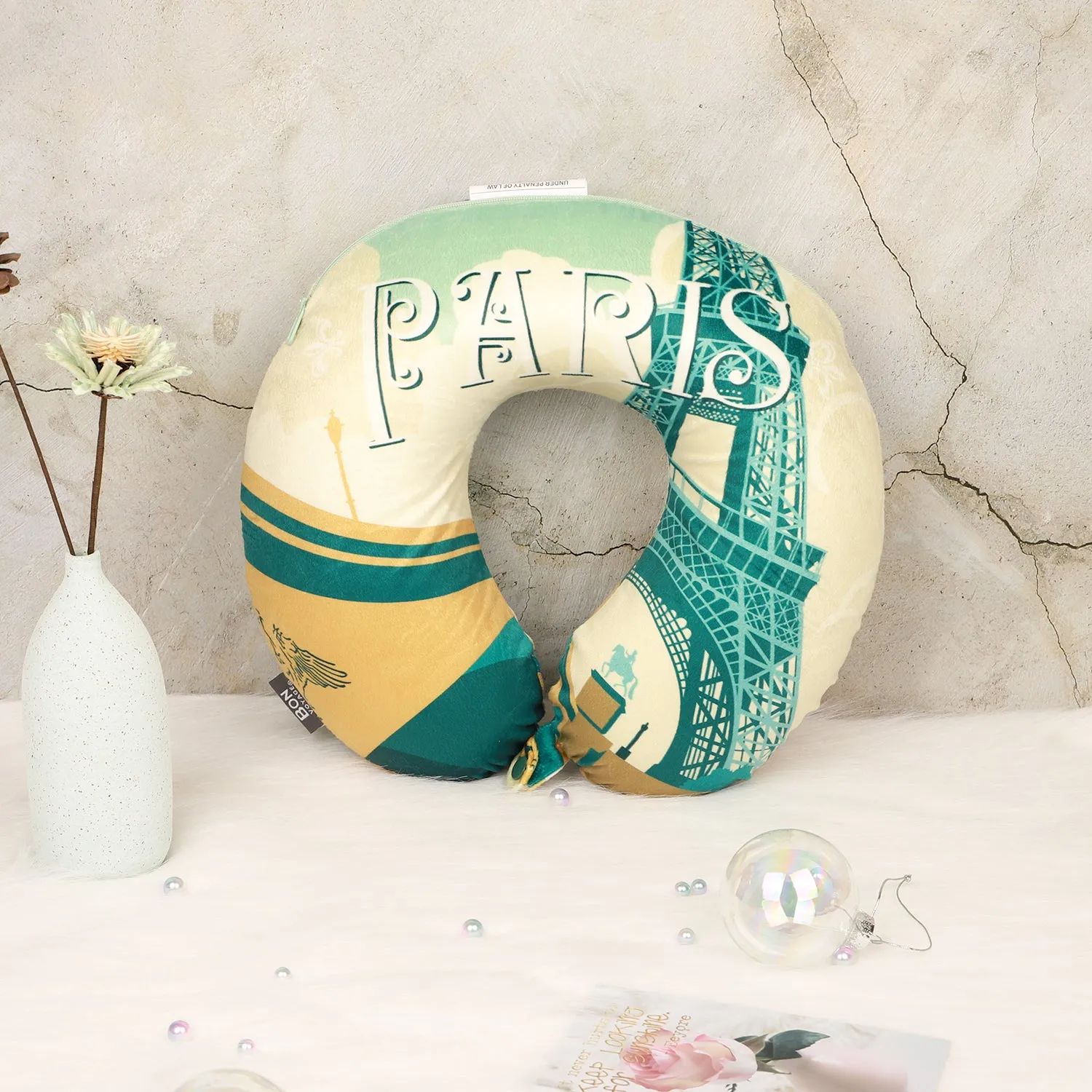 World Edition Memory Foam Travel Neck Pillow - Paris