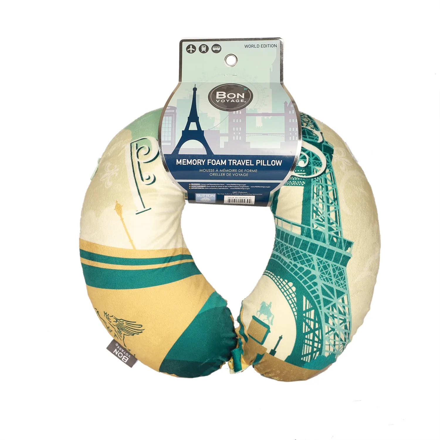 World Edition Memory Foam Travel Neck Pillow - Paris